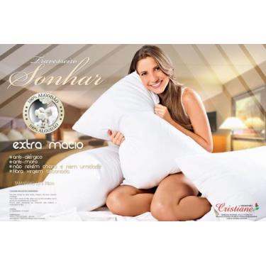 Imagem de Travesseiro fibra 100% silicone percal 100% Algodão Branco - DG CONFEC