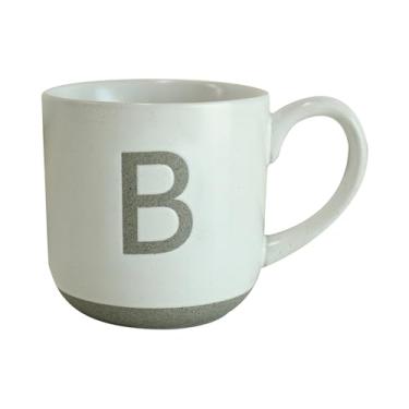 Imagem de COLLECTIVE HOME - Caneca de cerâmica, design de letra maiúscula, textura de arenito fosco, minimalista e elegante, 425 g, perfeita para presentes personalizados (B)