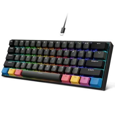 Imagem de OHY Teclado mecânico XVX H61 - teclado retrô, teclado para jogos com fio 60% RGB com hot swap, teclas PBT, teclado de 61 teclas para jogadores de PC/Mac