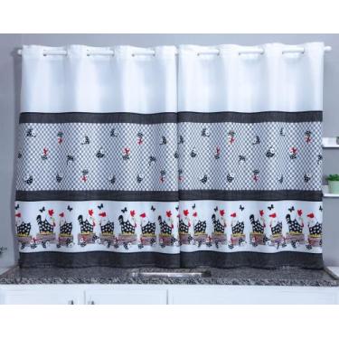 Imagem de Cortina de Cozinha 2,00 x 1,40 Oxford Estampada Janela Vitro - MARCIA 