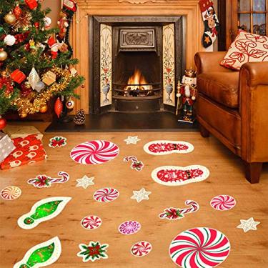 Imagem de Kiddale Christmas Peppermint Floor Decals Stickers for Christmas Decoration 54 pcs Christmas Footprints Party Decals Xmas Candy Land Party Decor and Supplies