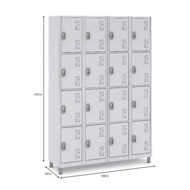 Imagem de Roupeiro Aço 16 Portas 19113041Cm - W3, Cinza