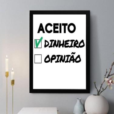 Imagem de Quadro Decorativo Aceito Dinheiro X Opinião 45X34Cm - Vidro
