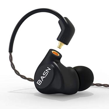 Imagem de Fones de ouvido HiFi intra-auriculares, fones de ouvido com gravador de metal BASN com 2 cabos destacáveis, três controladores (1 dinâmico + 2 Knowles BA), música isolante de ruído nos ouvidos., Preto