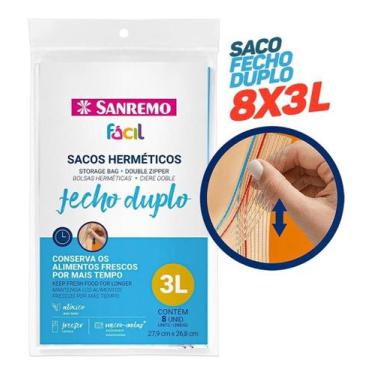 Imagem de 8x Saco Zip Fecho Duplo 27x26cm Hermético Abre Fecha Resistente Hermét
