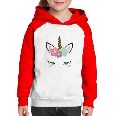 Imagem de Moletom Infantil Unicórnio Cílios - Foca na Moda, Branco, Vermelho, 8