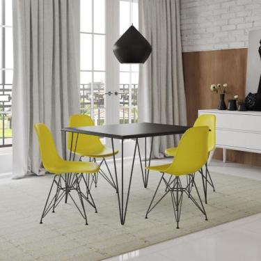 Imagem de Conjunto de Mesa Eames Clips de Ferro Preto Tampo Preto 120x75 4 Cadei
