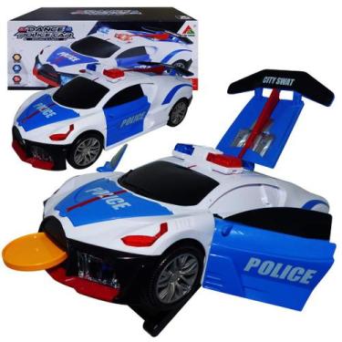 Imagem de Carrinho  Policial Lança Discos Luzes Led Sons E Abre Portas_HM TOYS -