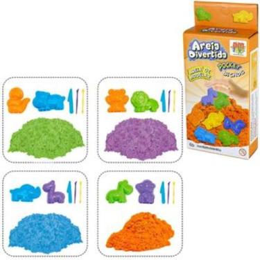 Imagem de areia de modelar divertida 150g com 2 moldes pocket bichos + 3 acessor