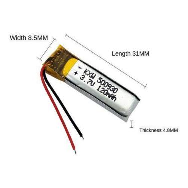 Imagem de 1 Peça 500930 3,7v 120mah 2 Fios 5mm X 09mm X 30mm - - KMIG