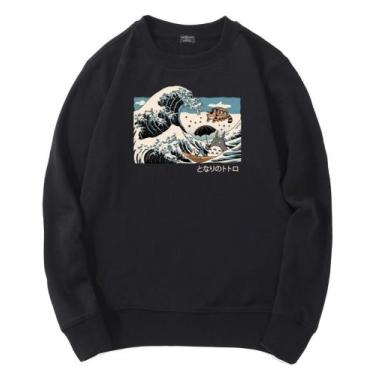 Imagem de Moletom Gola Redonda Careca Desenho Totoro Onda Vaporware - SEMPRENALU