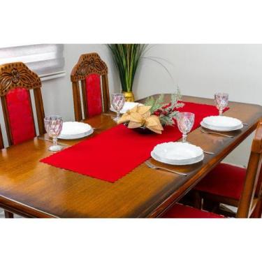 Imagem de Caminho de Mesa Natalino Decorativo Estampado e Liso 1,40m X 40cm Oxfo