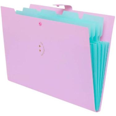 Imagem de Pasta Sanfonada Plástica A4 5 Divisoes Rosa Pastel - Polibras
