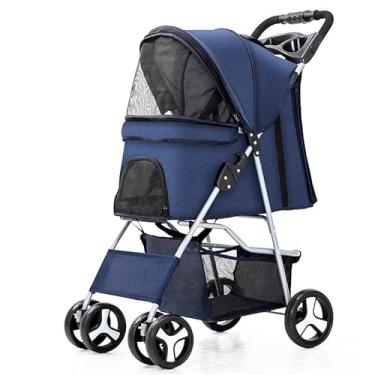 Imagem de JAMBO PET Carrinho de passeio para Pet, Lux, Feito em Poliéster, Para Animal de estimação, cachorro, cão, gato pequeno porte, Montagem simples, Suporta até 15 Kg, Cor Azul