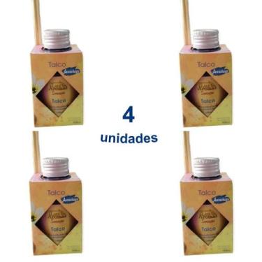 Imagem de 4 Aromatizador Ambiente de Talco Difusor Vareta Aromatizante Perfume L