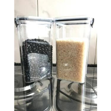 Imagem de 2 Potes com Travas Organizadores Hermético Transparente Slim 1,6 Litro