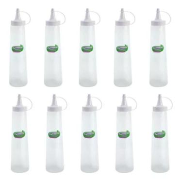 Imagem de Kit 10 Bisnagas 400ml Molho Mostarda Ketchup Maionese - Plasvale