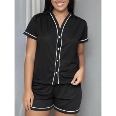 Imagem de Pijama Blogueira Curto Botões Feminino Linha Conforto Baby Doll - Ninf