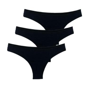 Imagem de Kit 3 Calcinhas Fio Dental Try Basics Algodão Cotton Básica Lisa Moda 