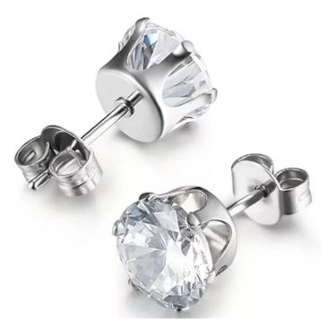 Imagem de Brinco Em Aço Inox Com Zircônia 4mm Masculino E Feminino