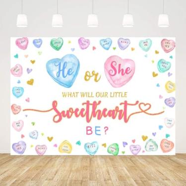 Imagem de AIBIIN 2,1 x 1,5 m, tema de fundo revelador de gênero, ele ou ela, o que será nossa queridinha revelar gênero, fotografia, fundo azul, rosa, coração, dia dos namorados, revelação de gênero, decoração