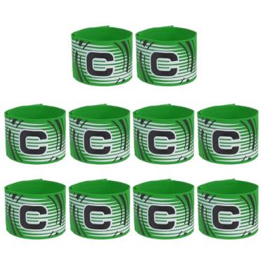 Imagem de PATIKIL Braçadeira de Capitão de Futebol, 10 Peças de Braçadeira de Capitão para Futebol Elástico Capitão C Braçadeiras Esportivas para Jovens Adultos Treinamento de Equipe de Futebol Verde Grama