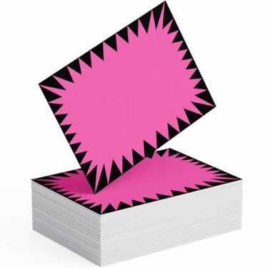 Imagem de Embalagem com placa rosa de varejo Genius Price Burst 60. Promova as vendas com etiquetas de exibição brilhantes. Cartas duráveis, fáceis de escrever em estrelas são para quintal, propriedade e garagem venda, arrecadação de fundos, loja, mercado de negócios e pulgas.