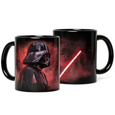 Imagem de Javaas Caneca Star Vader 325 ml/copo de cerâmica grau A - arte envolvente de guerras - proteção de caixa de espuma Darth para presente