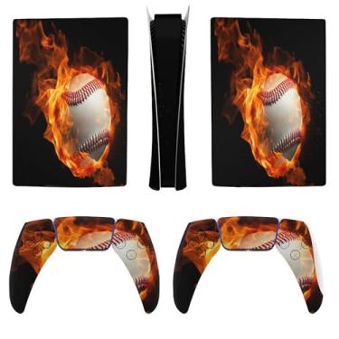 Imagem de Buyidec Baseball on Fire para PS5 Skin Console e Controlador Acessórios Capas Anime Vinil Capa Adesivo Conjunto Completo para Playstation5 Versão Digital