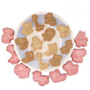 Imagem de Le Faust Kit 8 Cortador De Biscoito Ejetor 3D Cortador de Doces Pasta Americana Zoologico Bichos