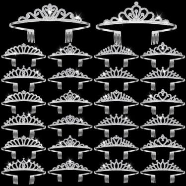 Imagem de Yuefunny 24 tiaras de cristal para mulheres, tiara de princesa para meninas, coroa de prata com pentes, coroa para concursos, presentes de festa de formatura, approx. 4.72 x 3.94 x 1.57 inches/ 12 x
