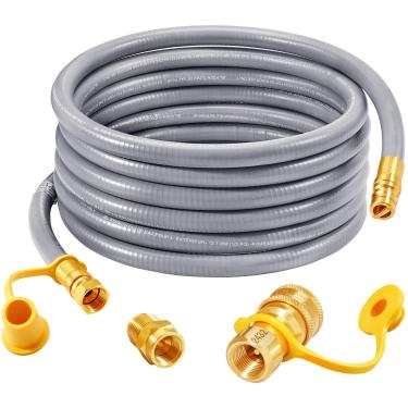 Imagem de GasSaf Mangueira de gás natural de 1,27 m com encaixe de conexão rápida, kit de conversão de gás natural para churrasqueira a gás, gerador, aquecedor de pátio e mais - Certificado CSA