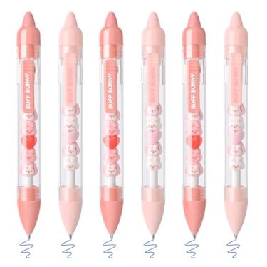 Imagem de Valtiner 6 canetas de gel apagáveis fofas, caneta retrátil apagável de tinta azul com borracha, ponta fina de 0,5 mm, canetas de escrita suave de secagem rápida para trabalho escolar palavras cruzadas