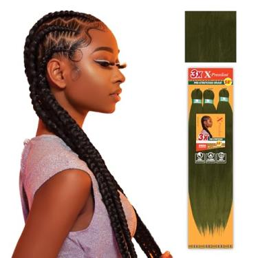 Imagem de Sensationnel Xpression prestretched braiding hair - 3x xpression 58inch kanekalon fiber flame retardant smooth yaki braid - 3x x-pression 58 inch (1 pack, MARSH)