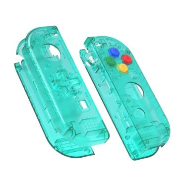 Imagem de eXtremeRate Caixa de controle portátil Joycon verde esmeralda (versão D-Pad) com botões coloridos, capa de substituição DIY para Nintendo Switch e Switch OLED Joy-Con – Capa de console não incluída