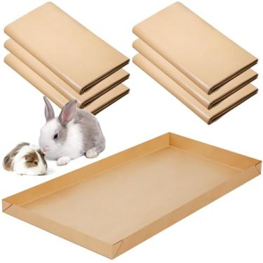 Imagem de Fuyoooo 6 peças de forro descartável para gaiola de porquinho-da-índia 48 x 24 gaiola fundo descartável 1,2 x 0,6 m grande saco de papel Kraft impermeável para animais de estimação pequenos (sem fita)