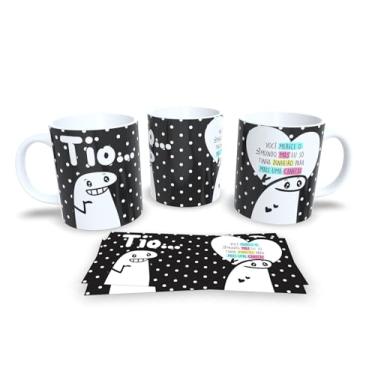 Imagem de Caneca de Porcelana Branca Personalizada Flork Familia Preto (Tio)