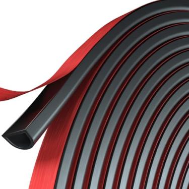 Imagem de KAFUWELL Vedação de porta com tira de vedação climática, novo adesivo de silicone em forma de D, para porta/janela/vedação automotiva (20FT preto 3/20.3 cm L × 1/10.2 cm T)