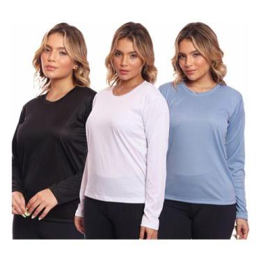 Imagem de Kit 3 Camisas Feminina Camiseta Térmica Proteção Solar Uv - MC Digital