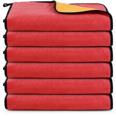 Imagem de Kit 06 Panos Dupla Face Flanela E Microfibra Toalha Limpeza Casa Carro