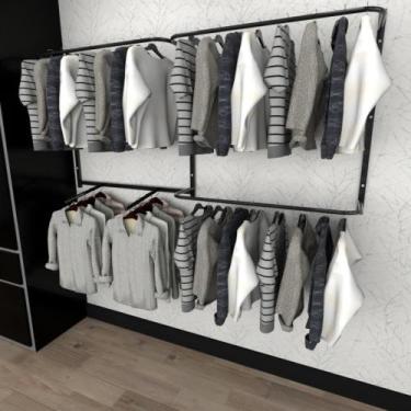 Imagem de Arara de roupas closet quarto com 9 peças cremalheira 200x100 cm cor p