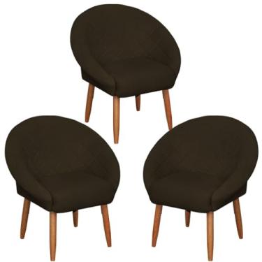 Imagem de Kit 3 Poltronas para Clínica Decorativa Resistente Confortável Tecido Veludo MOBLAN decor (Marrom)