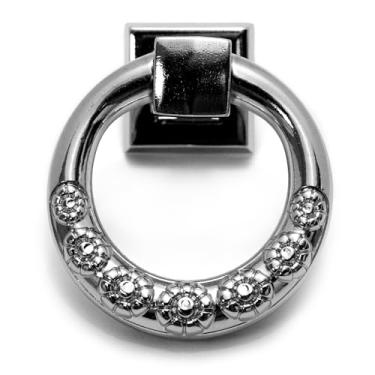 Imagem de Puxador do tipo Argola pequena 7,5cm Cromado Para Cemitério, Túmulo, Lápide, Jazigo, Tampas e Gavetas