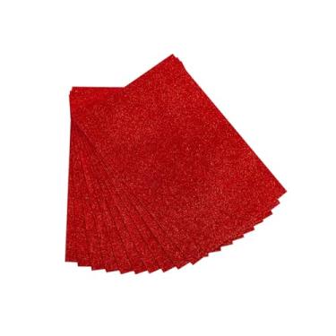 Imagem de 10 folhas de espuma com glitter, folhas de espuma de EVA, papel de espuma A4 para artesanato faça você mesmo, scrapbooking, vermelho