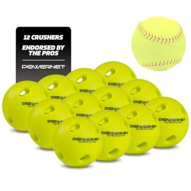 Imagem de PowerNet Bolas de softball Corbin Carroll Crushers Limited Flight Training Pacote com 12, bola de treino de rebatidas para aquecimento pré-jogo e exercícios de rebatida, feedback instantâneo do