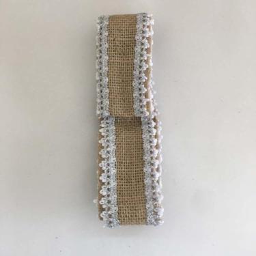 Imagem de FITA DE JUTA COM GALÃO PRATA 2m x 5cm - Fascinação