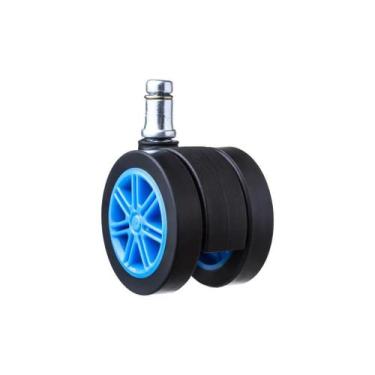 Imagem de Rodízio Kit 5 Rodinhas Para Cadeira Gamer Azul Giratoria - PopMov