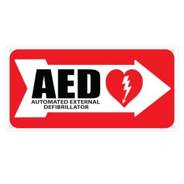 Imagem de Sinal de DEA com seta para a direita | Sinalização de localização interna DEA para desfibriladores placa de primeiros socorros | Marcação de armário de parede | Plástico de 12,7 x 25,4 cm (seta para a