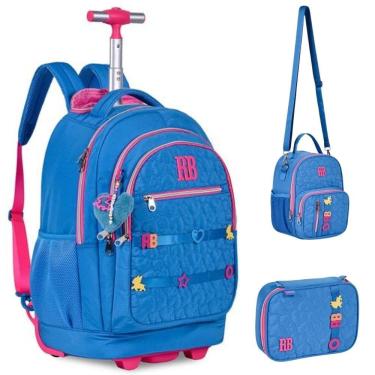 Imagem de Kit Mochila De Rodinhas Oficial Rebecca Bonbon Rb24538 Azul