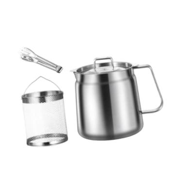 Imagem de IEUDNS Frigideira profunda com filtro e frigideira panela de panela francesa French pawer Small Deep Fryer Pot para ferver batatas fritas, 2.0l
